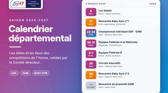 Calendrier départemental 2026-2027 : les dates et les lieux sont fixés